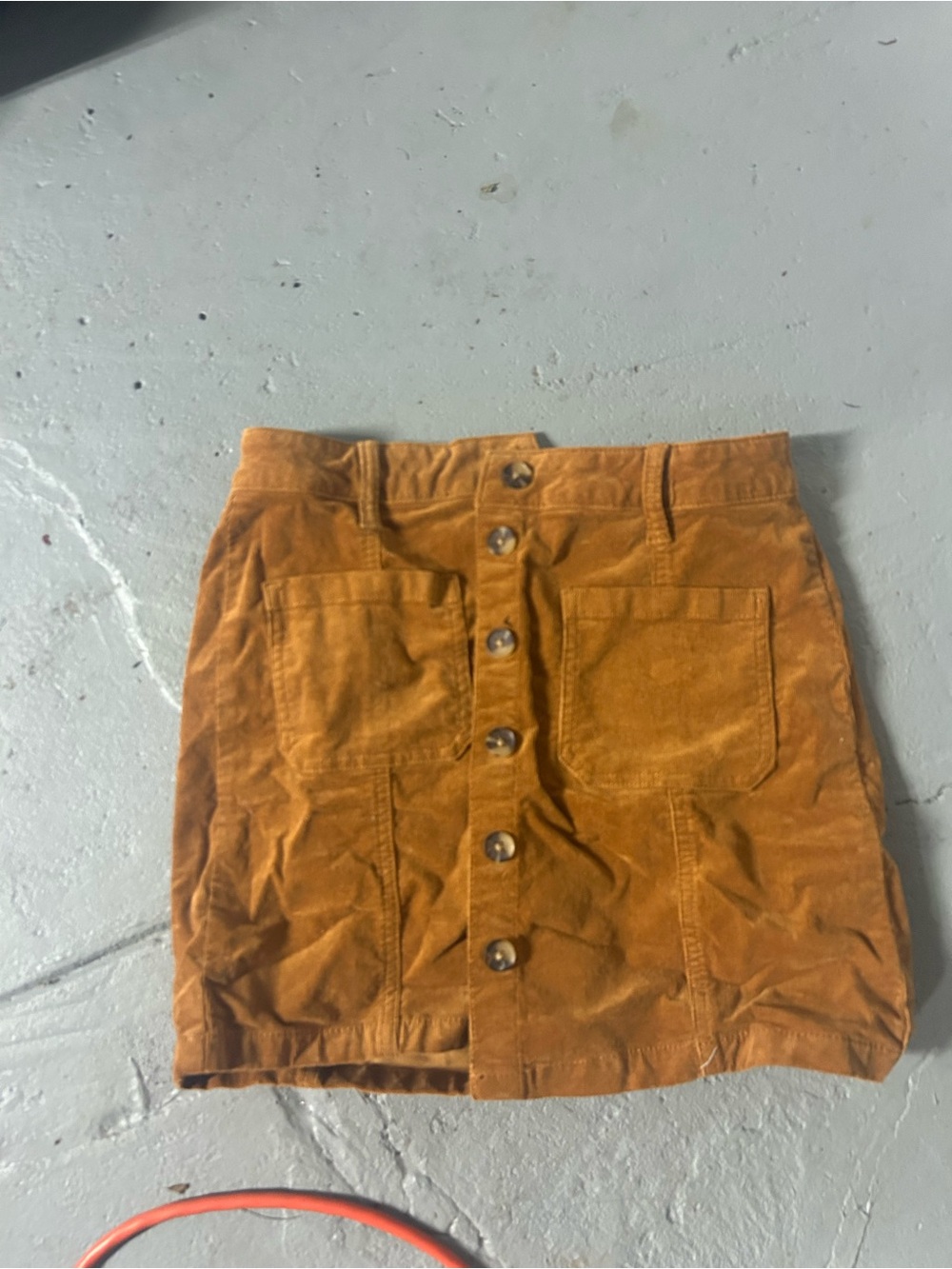 SO Golden Mustard Corduroy Waist Skirt
